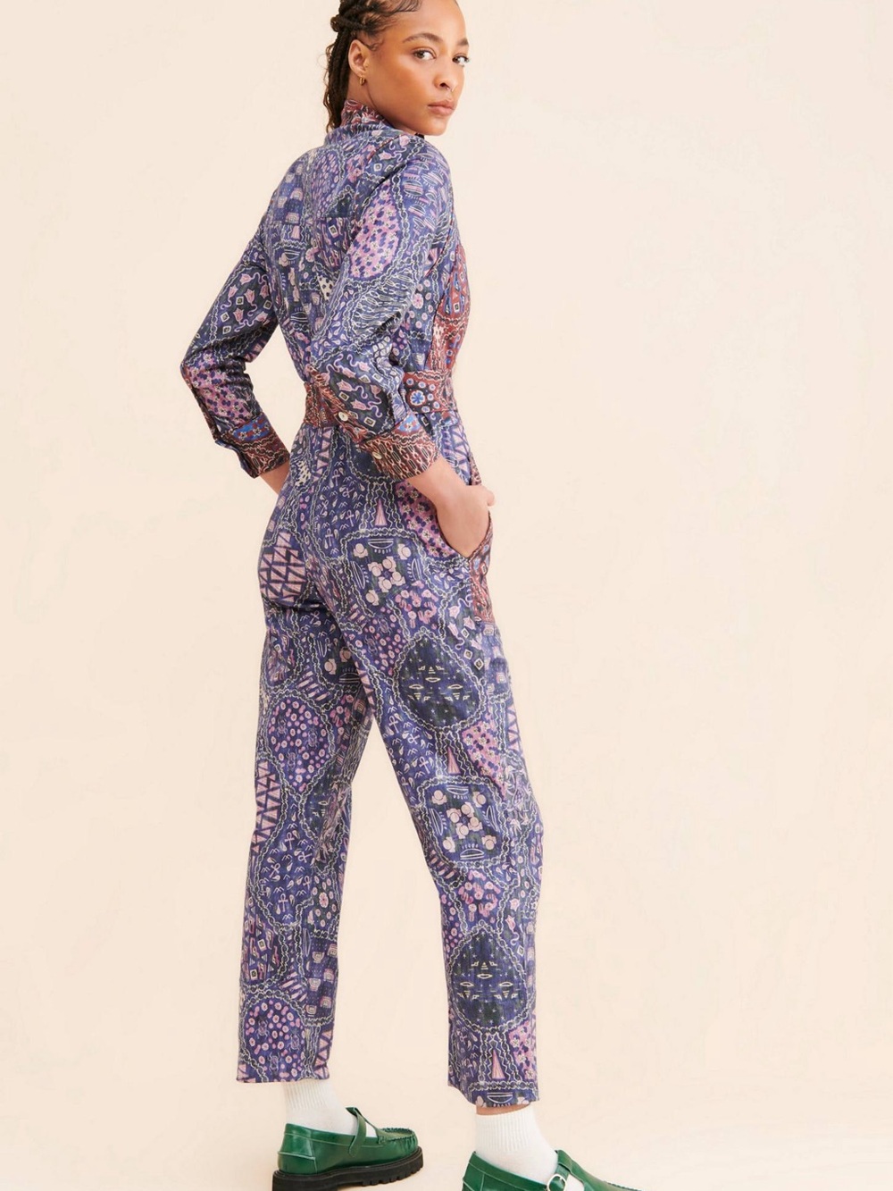 Chufy Gregory Patchwork Utility Jumpsuit Belted Boho Print Size M - Picture 4 of 6